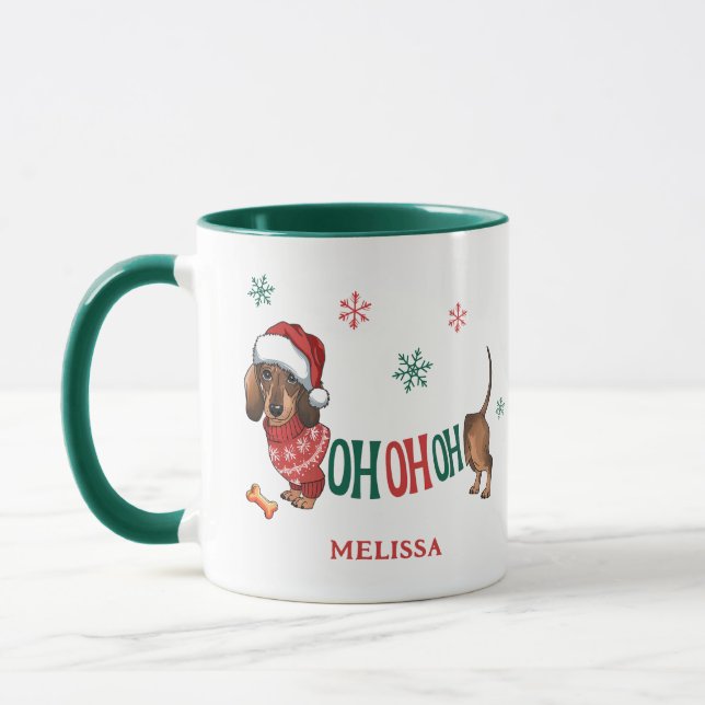 HO-HO-HO DACHSHUND CHRISTMAS  MUG (Left)