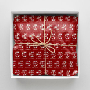 "Ho Ho Ho" Dog Paw Prints Pattern Christmas Tissue Paper