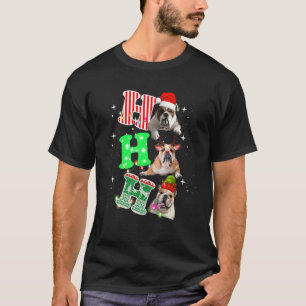 Ho Ho Ho English Bulldog Santa Reindeer Christmas T-Shirt