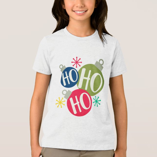 Ho Ho Ho Festive Christmas Xmas Family Matching Tri-Blend Shirt (Front)
