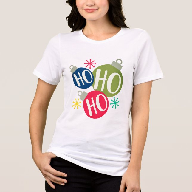 Ho Ho Ho Festive Christmas Xmas Family Matching Tri-Blend Shirt (Front)