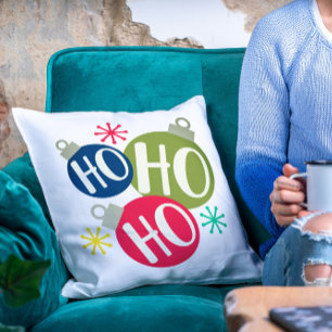 Ho Ho Ho Festive Christmas Xmas Modern Holiday Cushion