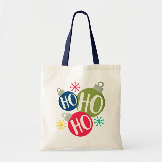 Ho Ho Ho Festive Christmas Xmas Modern Tote Bag (Front)