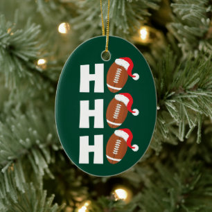 Ho Ho Ho Football   Funny Christmas Season Humour Ceramic Tree Decoration