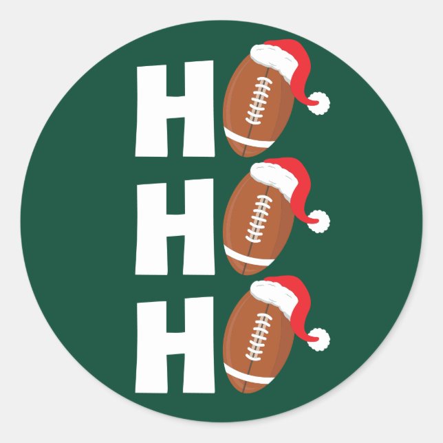 Ho Ho Ho Football | Funny Christmas Season Humour Classic Round Sticker (Front)