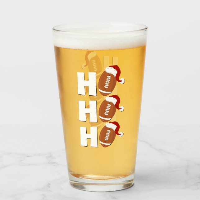 Ho Ho Ho Football | Funny Christmas Season Humour Glass (Front Filled)