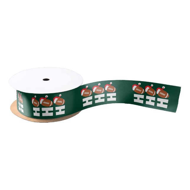 Ho Ho Ho Football | Funny Christmas Season Humour Satin Ribbon (Spool)