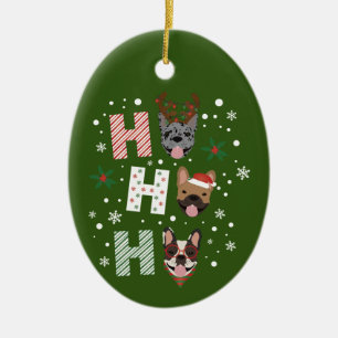 Ho Ho Ho French Bulldog Merry Christmas Ceramic Tree Decoration
