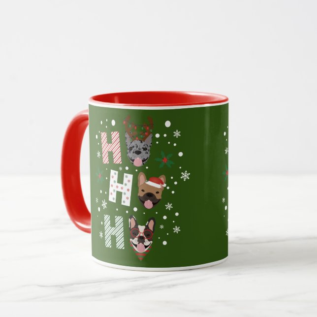 Ho Ho Ho French Bulldog Merry Christmas Mug (Front Left)