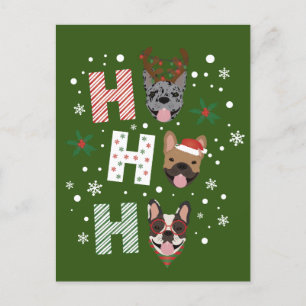Ho Ho Ho French Bulldog Merry Christmas Postcard