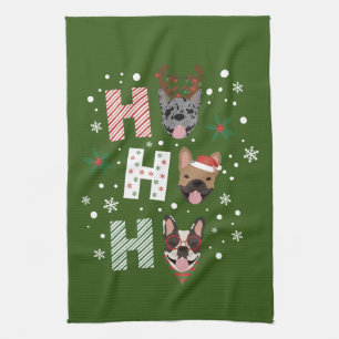 Ho Ho Ho French Bulldog Merry Christmas Tea Towel