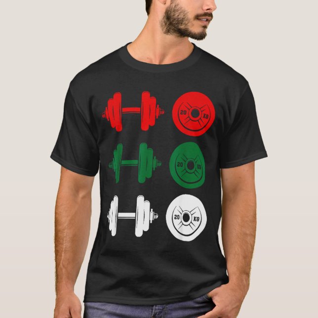 Ho Ho Ho Funny Dumbbell Christmas Weightlifting Gy T-Shirt (Front)