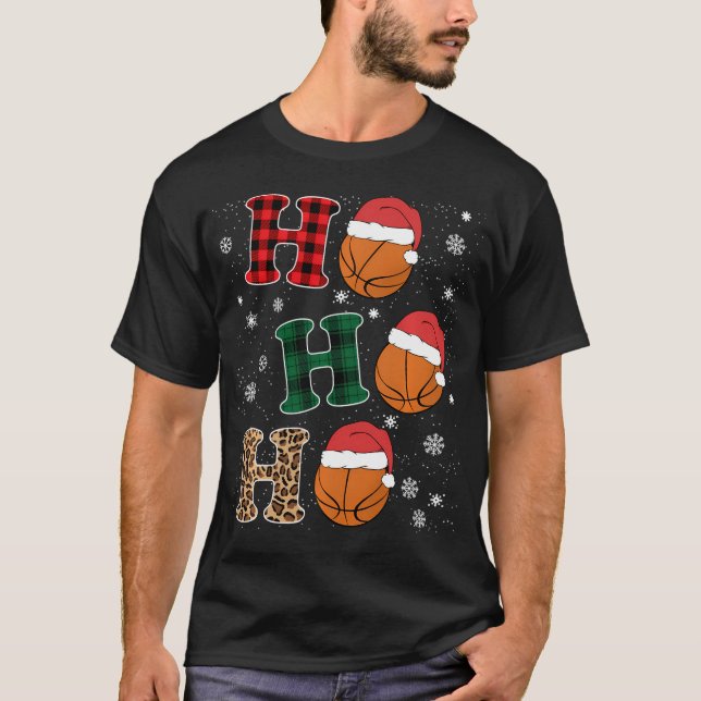Ho Ho Ho Funny Santa Claus Basketball Lovers Chris T-Shirt (Front)
