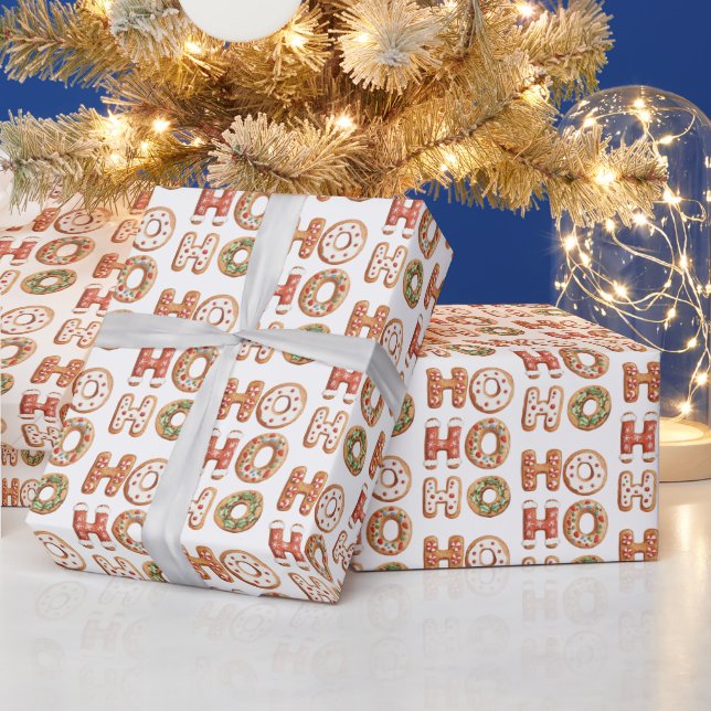 Ho Ho Ho Gingerbread Cookie Christmas Wrapping Paper (Holidays)