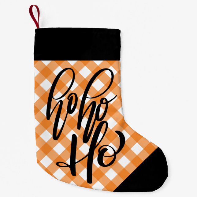 HO HO HO - GINGHAM Christmas Stocking (Front)