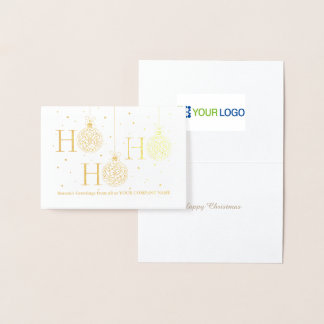 Ho Ho Ho Gold Foil Corporate Logo Christmas Card