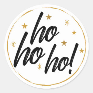 Ho ho ho! Golden Stars Classic Round Sticker