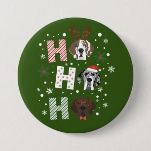 Ho Ho Ho Great Dane Merry Christmas 7.5 Cm Round Badge