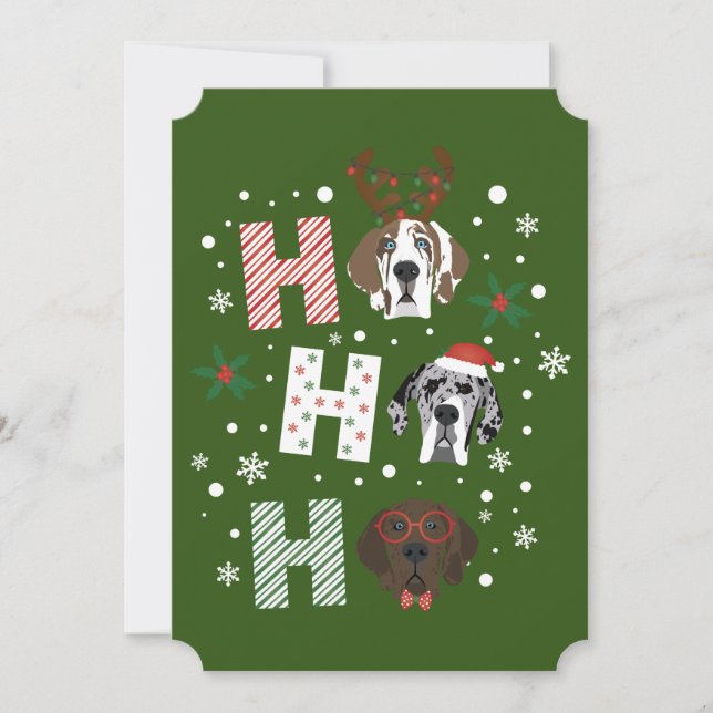 Ho Ho Ho Great Dane Merry Christmas Invitation (Front)