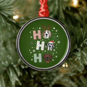 Ho Ho Ho Great Dane Merry Christmas Metal Tree Decoration