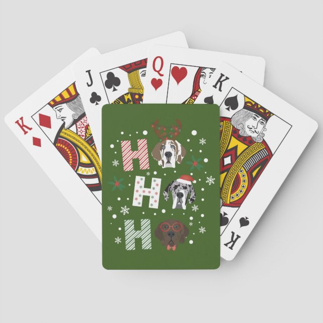 Ho Ho Ho Great Dane Merry Christmas Playing Cards (Back)