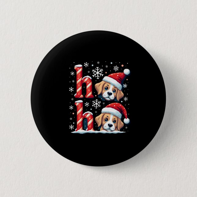 Ho Ho Ho Great Pyrenees Dog Lover Christmas Santa  6 Cm Round Badge (Front)