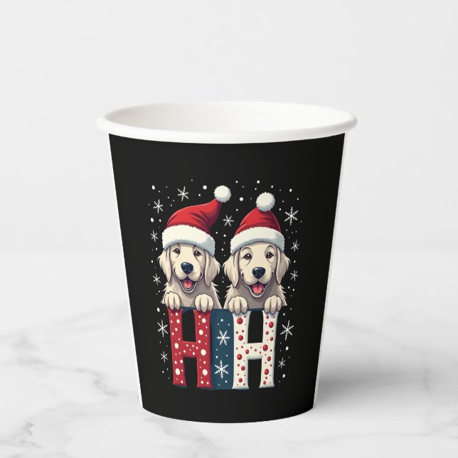 Ho Ho Ho Great Pyrenees Dog Lover Christmas Santa  Paper Cups (Front)