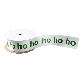 Ho-Ho-Ho Green and White Satin Ribbon