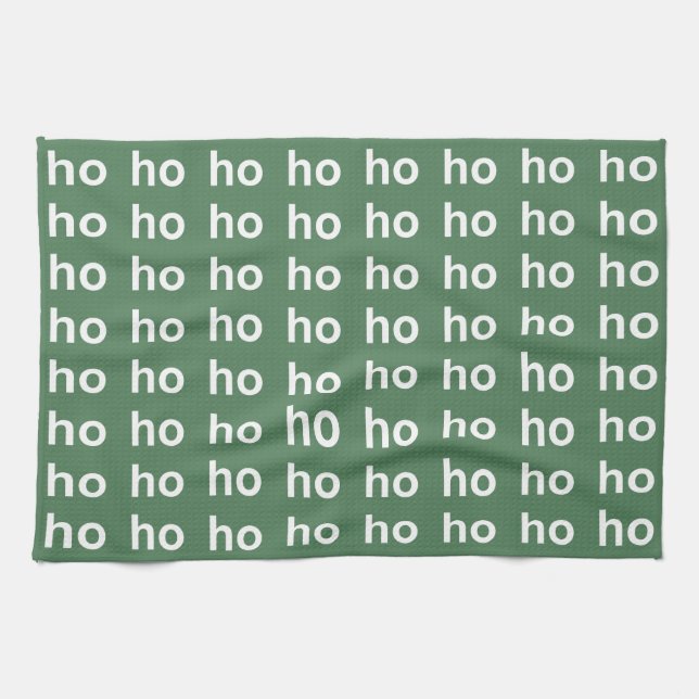Ho-Ho-Ho Green Christmas Tea Towel (Horizontal)