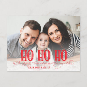 HO HO HO HAPPY CHRISTMAS HOLIDAY POSTCARD