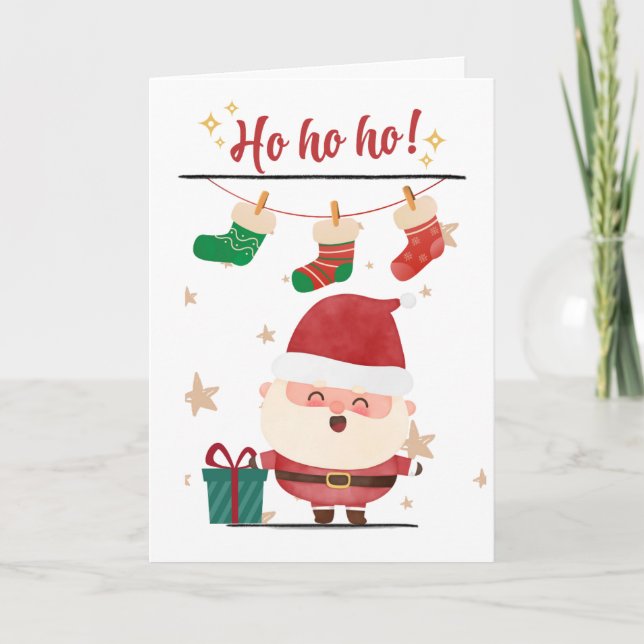 Ho Ho Ho- Happy Santa - Greeting Card (Front)