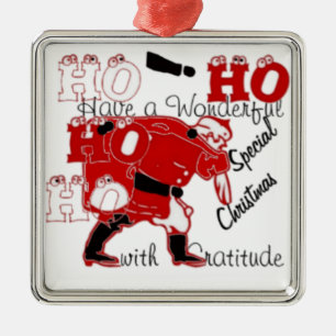 HO HO HO Have a Wonderful Christmas With Gratitude Metal Tree Decoration