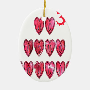 Ho Ho Ho Hearts Collection. Ceramic Tree Decoration