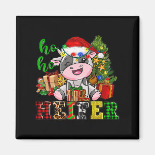 Ho Ho Ho Heifer Christmas Cow Santa Hat Farm Life Magnet