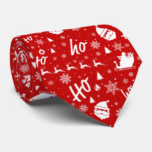 Ho Ho Ho Ho Red & White Christmas Pattern Tie