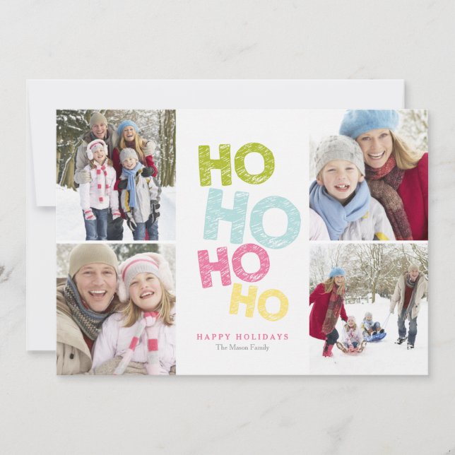 Ho Ho Ho Ho | White Holiday Card (Front)