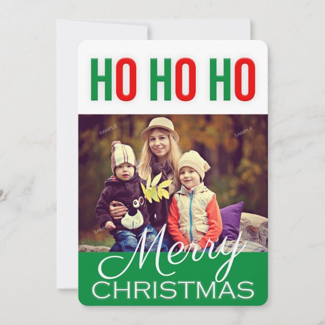 HO HO HO Holiday Christmas Greetings Photo Card (Front)