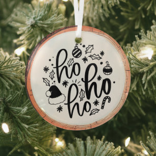 Ho Ho Ho Holiday  Glass Tree Decoration