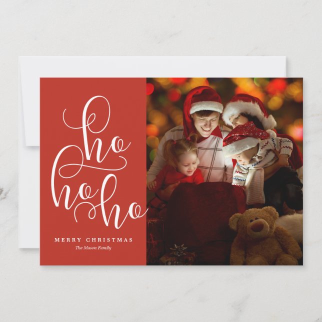 Ho Ho Ho Holiday Photo Card (Front)