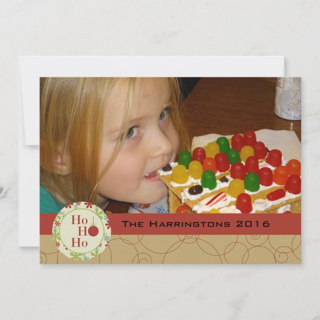 Ho Ho Ho Holidays Customised Holiday Photo Card (Front)