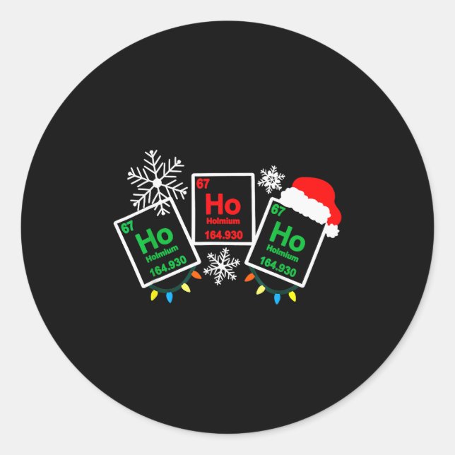 Ho Ho Ho Holmium Chemistry Element 67 Periodic Tab Classic Round Sticker (Front)