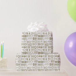 HO! HO! HO! in Silver and Gold Confetti Christmas Wrapping Paper