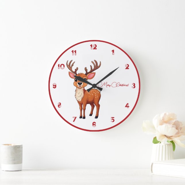 Ho-Ho-Ho! It's a Reindeer  Large Clock (Home)