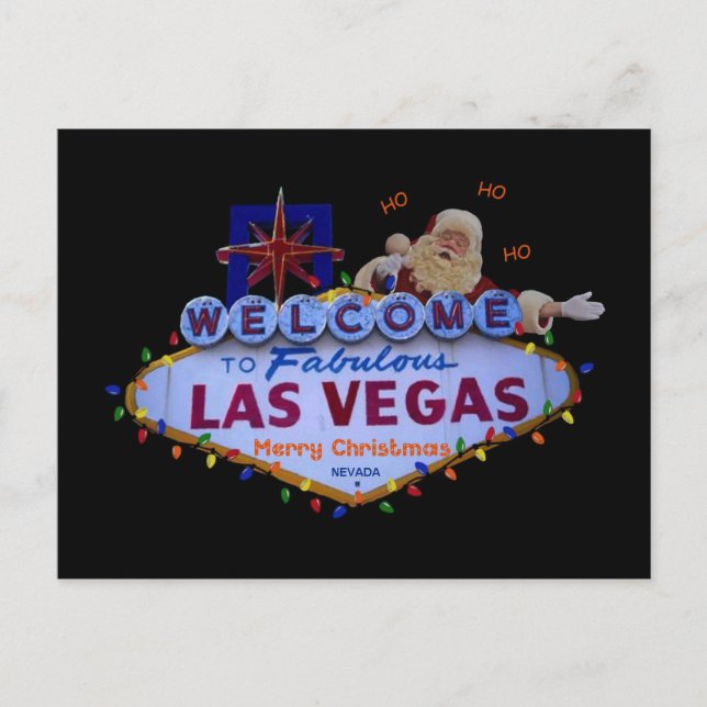 HO HO HO Las Vegas Merry Christmas SANTA Postcard (Front)