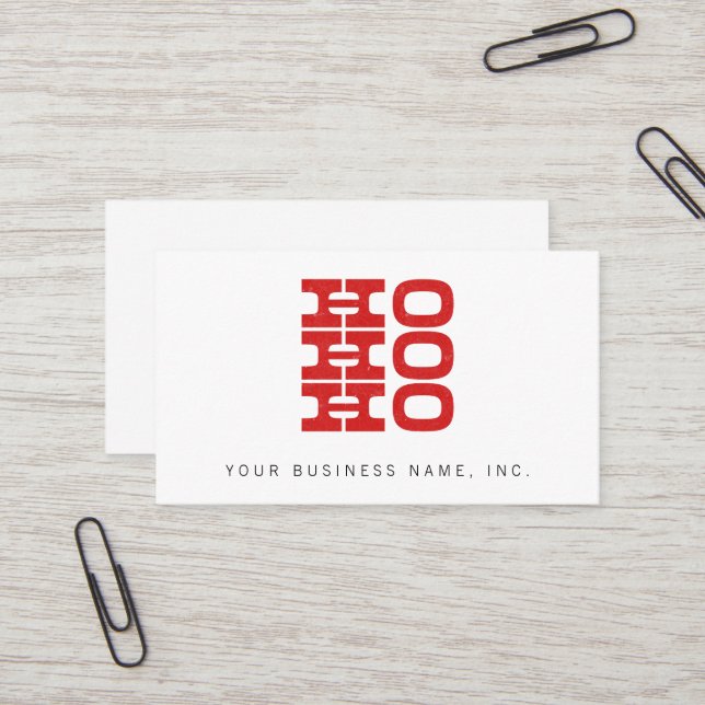 Ho Ho Ho (letterpress style) Business Card (Front/Back In Situ)