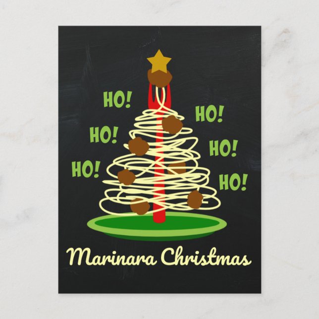Ho! Ho! Ho! Marinara Christmas Pasta Tree Holiday Postcard (Front)