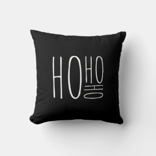 HO HO HO Merry Christmas Black Chic Farmouse Style Cushion