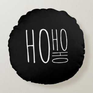 HO HO HO Merry Christmas Black Chic Farmouse Style Round Cushion