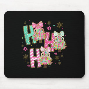 Ho Ho Ho Merry Christmas Coquette Bow Xmas Trees H Mouse Pad