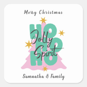 Ho Ho Ho Merry Christmas custom name Square Sticker